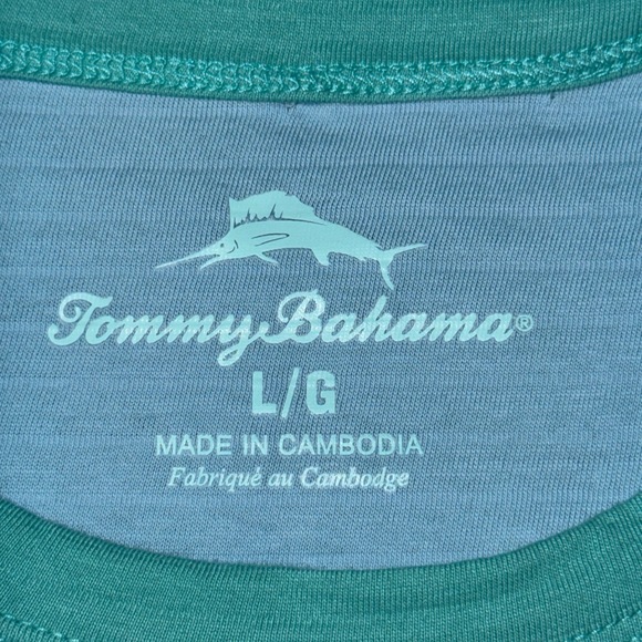 Tommy Bahama NWT Cotton Marlin Logo Short Sleeve T-Shirt in Cabo Teal-Size Large - Picture 7 of 8